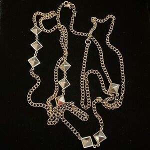 Gold Color Diamond Shape Design 54” Necklace